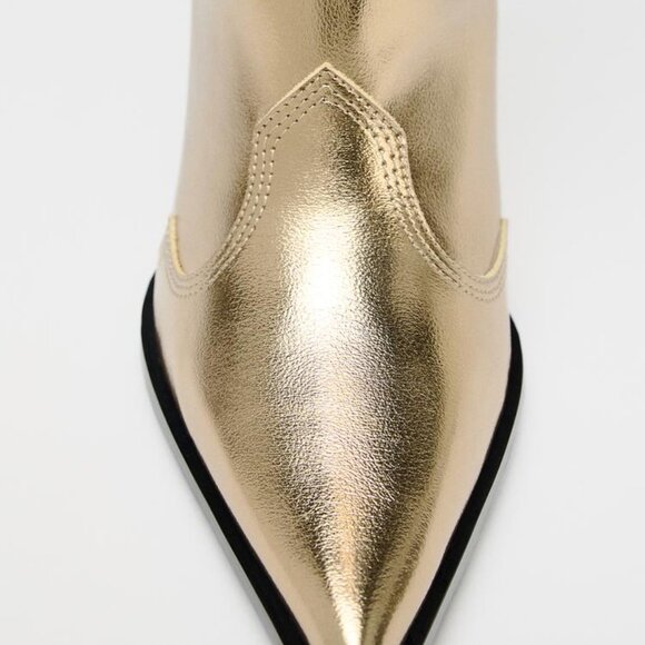 ZARA NWT METALLIC HEELED BOOTS - Picture 5 of 8